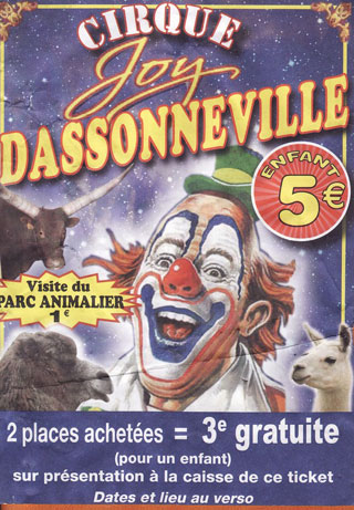 Le flyer publicitaire 2011 du Cirque Joy Dassonneville