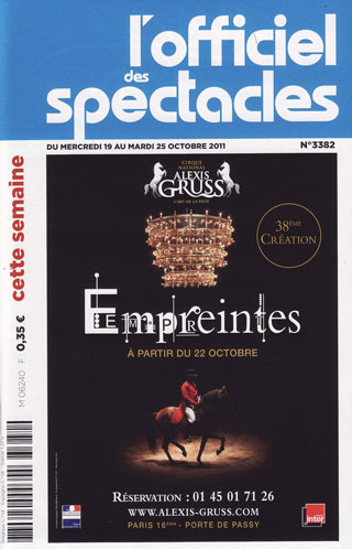 Paris: le nouveau spectacle du Cirque National Alexis Gruss à l'honneur dans l'Officiel des Spectacles