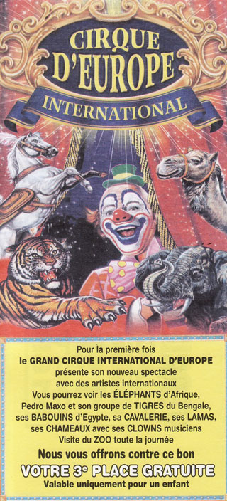 Les flyers publicitaires 2011 de l'International Cirque d'Europe