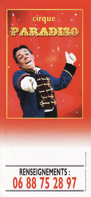 Les flyers publicitaire 2011 du Cirque Paradiso