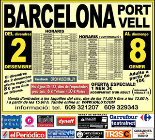 Espagne: le Cirque Raluy à Barcelone du 02 décembre 2011 au 08 janvier 2012