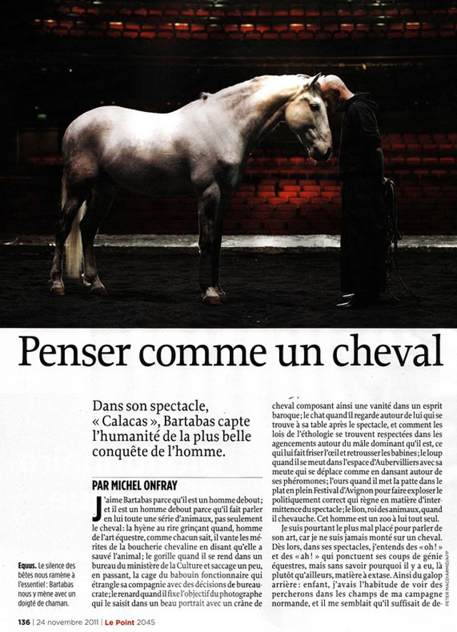 Seine-Saint-Denis: coup de projecteur sur le nouveau spectacle du Thétre Equestre Zingaro à Aubervilliers dans l'hebdomadaire Le Point