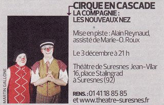 Hauts-de-Seine: les Nouveaux Nez à Suresnes les 03 et 04 décembre 2011