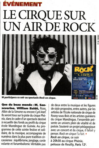 Paris: le Gala de Rock en Cirque dans le quotidien Direct Matin