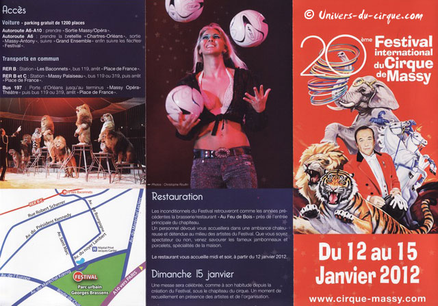 Essonne: le dépliant publicitaire du 20 Festival International du Cirque de Massy