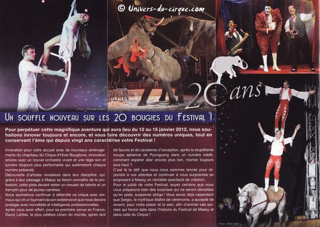 Essonne: le dépliant publicitaire du 20 Festival International du Cirque de Massy