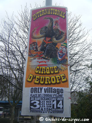 Val-de-Marne: l'International Cirque d'Europe à Orly-Village du 03 au 14 décembre 2011