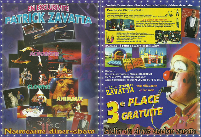Le flyer 2011 du Cirque Stéphan Zavatta