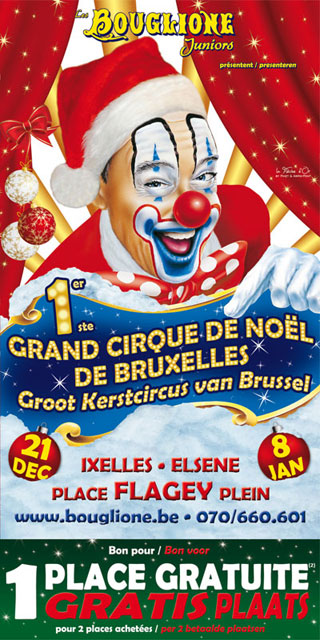 Belgique: le flyer du 1er Cirque de Nol Alexandre Bouglione à Bruxelles