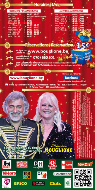 Belgique: le flyer du 1er Cirque de Nol Alexandre Bouglione à Bruxelles