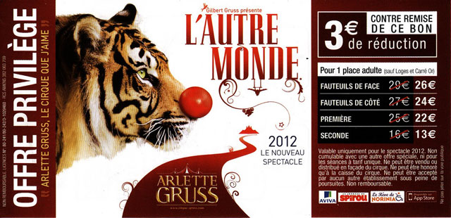 Le nouveau flyer publicitaire 2012 du Cirque Arlette Gruss
