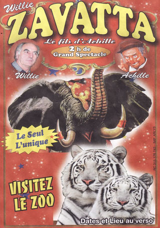 Le flyer publicitaire 2012 du Cirque Willie Zavatta