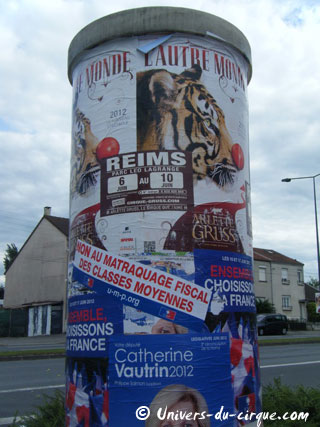 Marne: difficile cohabitation entre campagne électorale et affiches du Cirque Arlette Gruss à Reims