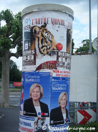 Marne: difficile cohabitation entre campagne électorale et affiches du Cirque Arlette Gruss à Reims