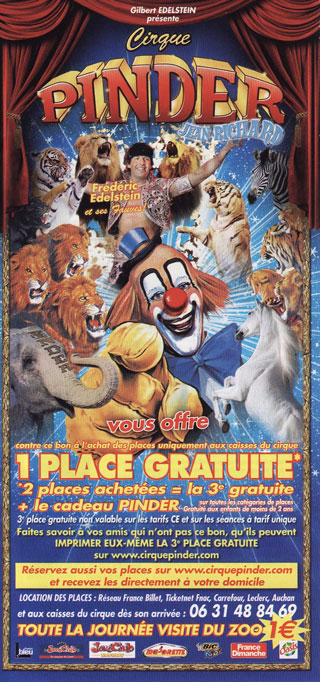 Le nouveau flyer publicitaire 2012 du Cirque Pinder