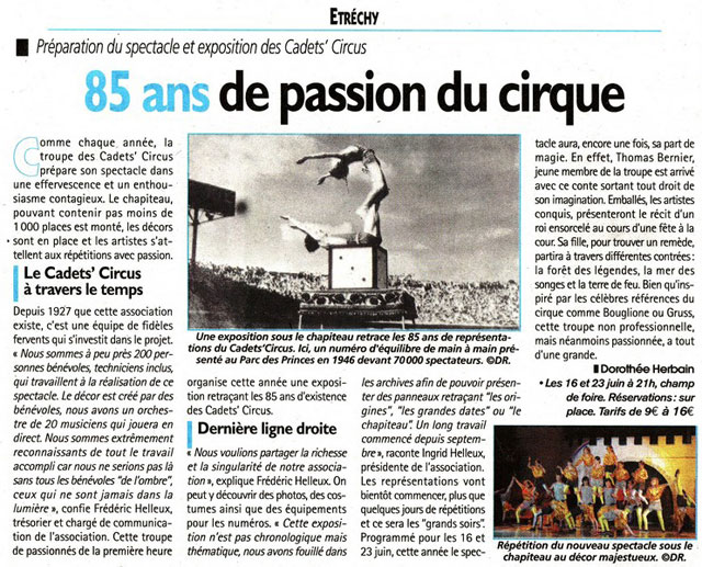 Essonne: le Cadets Circus d'Etréchy à l'honneur dans la presse