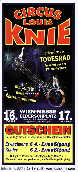 Autriche: le nouveau flyer publicitaire 2012 du Circus Louis Knie