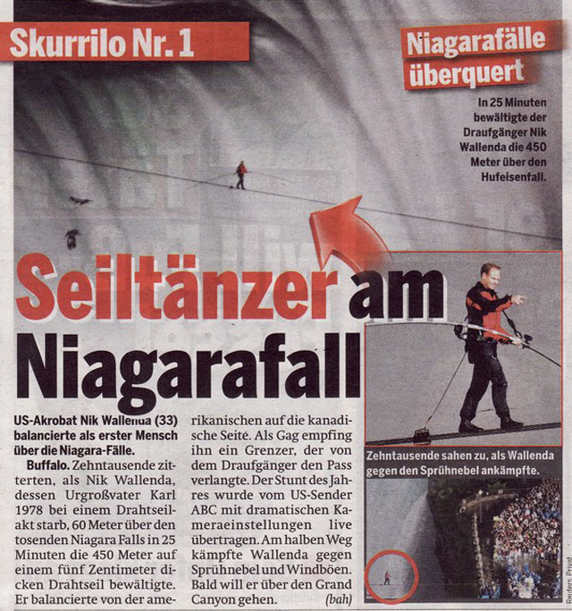 Etats-Unis: le funambule Nik Wallenda traverse les chutes du Niagara