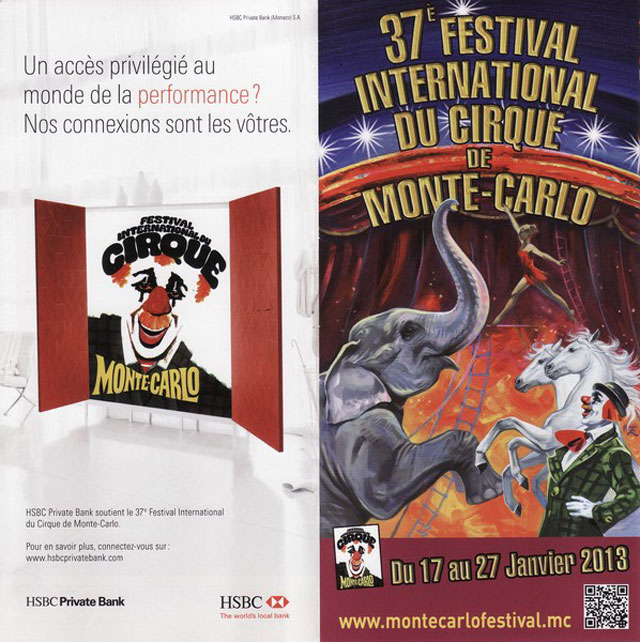 Principauté de Monaco: 37 Fesival International du Cirque de Monte-Carlo du 17 au 27 janvier 2013