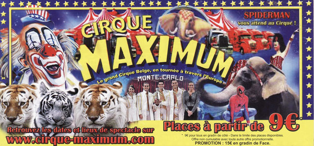 Le nouveau flyer publicitaire 2012 du Cirque Maximum