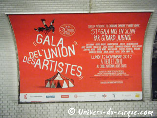 Paris: 51 Gala de l'union des Artistes au Cirque National Alexis Gruss le 12 novembre 2012