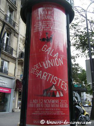 Paris: 51 Gala de l'union des Artistes au Cirque National Alexis Gruss le 12 novembre 2012
