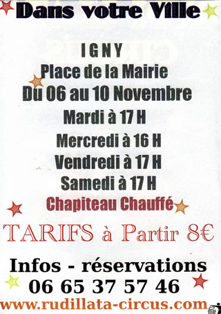 Essonne: le Rudi Llata Circus à Igny du 06 au 10 novembre 2012