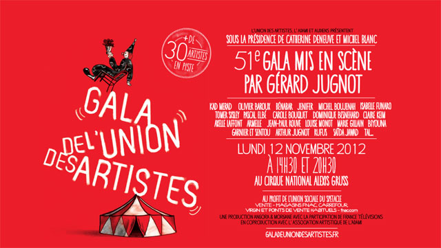 Paris: le 51 Gala de l'Union des Artistes au Cirque Alexis Gruss le 12 novembre 2012