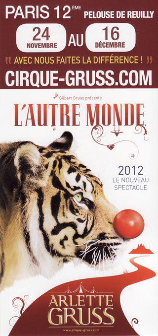 Paris: le flyer publicitaire 2012 du Cirque Arlette Gruss sur la Pelouse de Reuilly