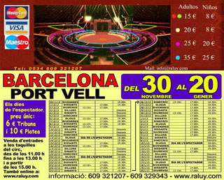 Espagne: le Cirque Raluy à Barcelone du 30 novembre 2012 au 20 janvier 2013
