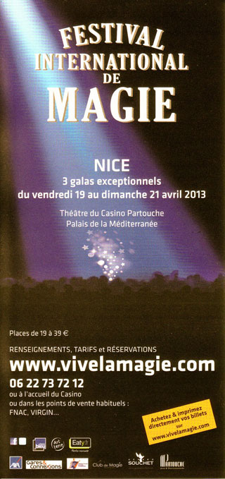 Alpes-Maritimes: Festival International de Magie à Nice du 19 au 21 avril 2013