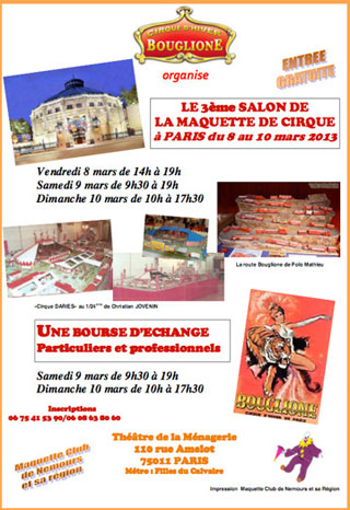 Paris: 3 Salon de la maquette de cirque au Cirque d'Hiver Bouglione du 08 au 10 mars 2013